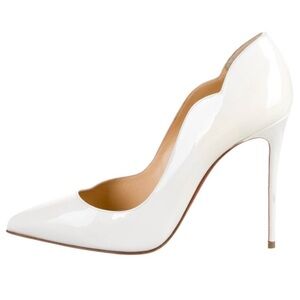 Christian Louboutin white Hot chick patent leather pumps